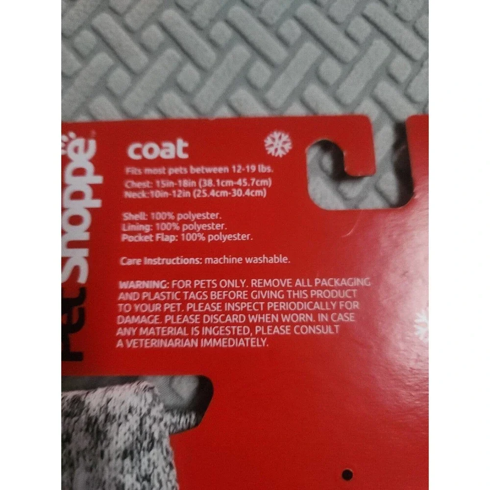 Pet Shoppe dog puppy winter coat‎ size XS SMALL gray and black new 12 - 19 lbs